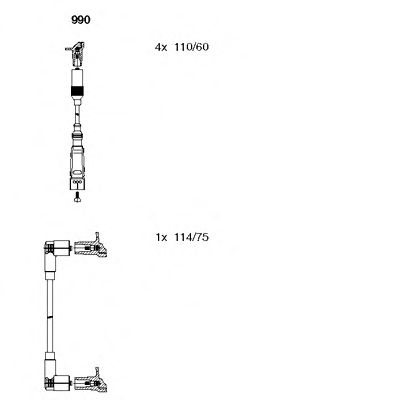 ВЫСОКОВОЛЬТНЫЕ ПРОВОДА (СВЕЧНЫЕ) КОМПЛЕКТ ДЛЯ VW T4 1, 8 / 2, 0 ДВИГАТЕЛИ PD / AAC 7 / 90-> 990