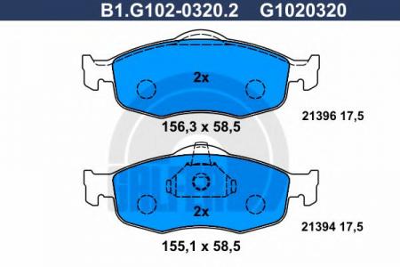 КОЛОДКИ ТОРМОЗНЫЕ ПЕРЕДНИЕ B1.G102-0320.2