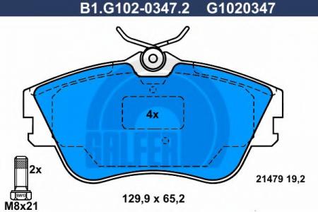 КОЛОДКИ ТОРМОЗНЫЕ ПЕРЕДНИЕ B1.G102-0347.2