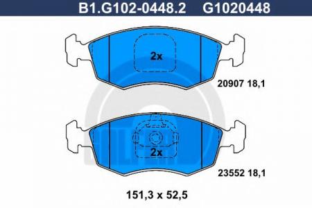 КОЛОДКИ ТОРМОЗНЫЕ ПЕРЕДНИЕ B1.G102-0448.2