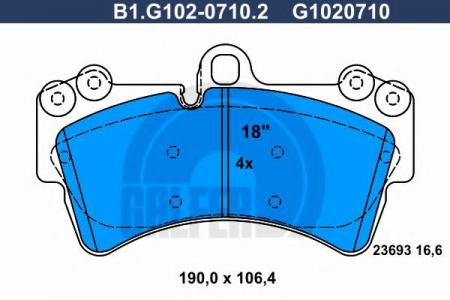 КОЛОДКИ ТОРМОЗНЫЕ ПЕРЕДНИЕ B1.G102-0710.2
