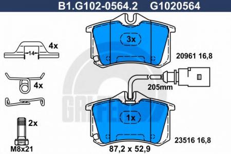 КОЛОДКИ ТОРМОЗНЫЕ ЗАДНИЕ B1.G102-0564.2