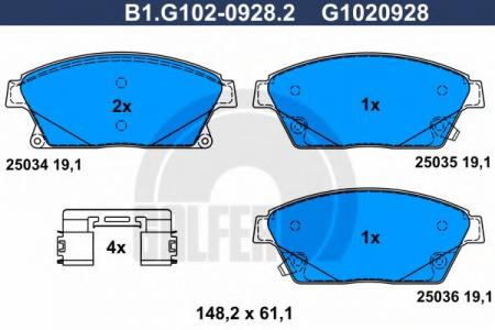 КОЛОДКИ ТОРМОЗНЫЕ ПЕРЕДНИЕ B1.G102-0928.2