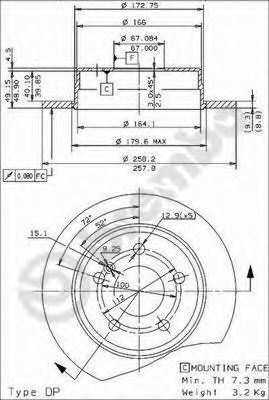 ДИСК ТОРМОЗНОЙ ЗАДН DF2653 - MERCEDES-BENZ 08.4738.24