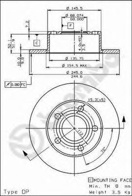   AUDI 100 84-90/200 79-91  D=245. 08.4874.20