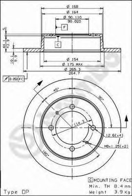   MITSUBISHI GALANT 87-92/LANCER 1.6 92-94  D=265. 08.5639.20