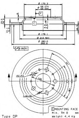ДИСК ТОРМОЗНОЙ ЗАДН VOLVO V70 I ESTATE (P80_) (11/96-05/00) R / VOLVO S70 (P80_) (11/96-11/00) R 08946211