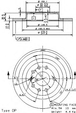 ДИСК ТОРМОЗНОЙ ОКРАШ. RE OP VECTA C 02-, SAAB 9-5 08951111