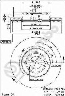 ДИСК ТОРМОЗНОЙ ПЕРЕДН NISSAN: 200 SX 88-93, ALMERA II 00-, ALMERA II HATCHBACK 00-, PRIMERA 96-01, PRIMERA HATCHBACK 96-02, PRIMERA TRAVELLER 98-01 09.5254.20