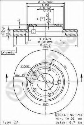 ДИСК ТОРМОЗНОЙ FR MA MPV II (LW), X9(TA)(Д.274ММ) 09.6863.10