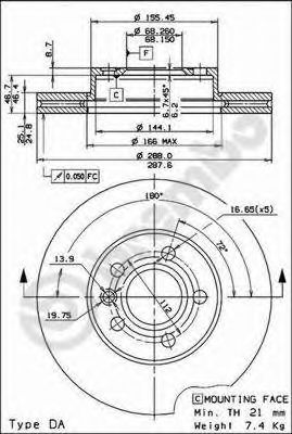ДИСК ТОРМОЗНОЙ ПЕРЕДН FORD: GALAXY 95-, SEAT: ALHAMBRA 96-, VW: SHARAN 95- 09.6934.14
