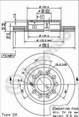   AUDI: A3 03-, A3 Sportback 04-,  SEAT: ALTEA 04-, LEON 05-, TOLEDO III 04-,  SKODA: OCTAVIA 00-, OCTAVIA 04-, OCTAVIA Combi 04-,  VW: CADD 09.9167.10 Brembo