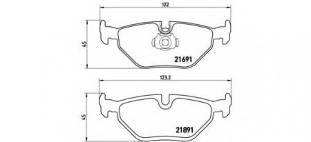 КОЛОДКИ ТОРМОЗНЫЕ ДИСКОВЫЕ ЗАДН ALPINA: B10 (E39) 96-, B10 УНИВЕРСАЛ (E39) 97- BMW: 5 (E39) 95-03 , 5 TOURING (E39) 97-04 BMW (BRILLIANCE): 5 SERIES (E60) 03- P06023