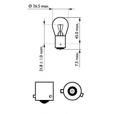 ЛАМПА НАКАЛИВАНИЯ PR21W 12V 21W BAW15S (КРАСНАЯ) 12088CP