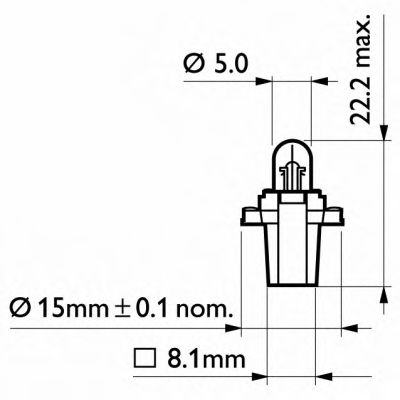   12V 2W BAX8,3S/1,5 BLUE 12602CP