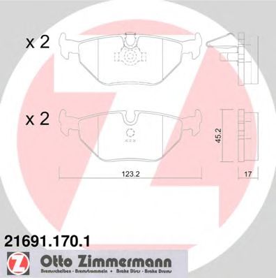 ZIMMERMANN-КОЛОДКИ ТОРМОЗНЫЕ BMW: 5 95-03, 5 TOURI 21691.170.1