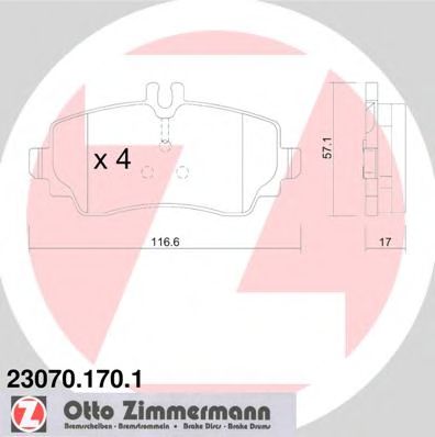 ZIMMERMANN-КОЛОДКИ ТОРМОЗНЫЕ MERCEDES-BENZ: A-CLAS 23070.170.1
