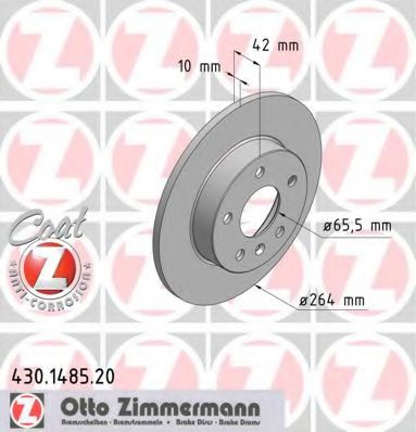 ДИСК ТОРМ OPL MERIVA/ASTRA G/H/ZAFIRA A/B 98- ЗАД НЕ ВЕНТ 264X10 430.1485.20