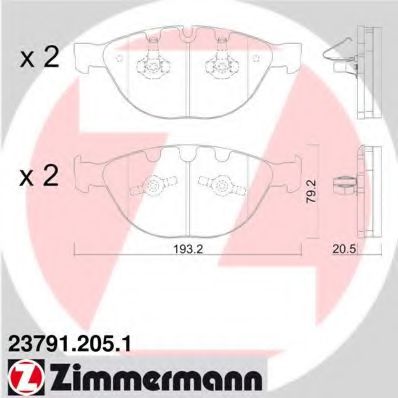 ZIMMERMANN-КОЛОДКИ ТОРМОЗНЫЕ BMW: 5 04-, 5 TOURING 23791.205.1