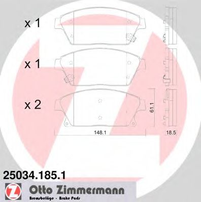 КОЛОДКИ ТОРМОЗНЫЕ ПЕРЕДНИЕ OPEL ASTRA J, CHEVROLE 25034.185.1