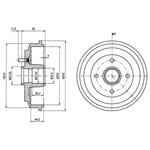 БАРАБАН ТОРМОЗНОЙ (БЕЗ П/Ш) FO FIESTA 01-, FUSION BF487