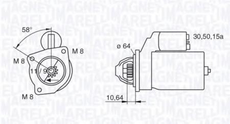  12V 0, 9 Kw  FIAT Bravo/Brava/Fiorino/Palio/Punto/Regata/Ritmo I II/Scudo/Tipo/Uno 1.3/1.4/1.5/1.6 9/78->; 063223101010 MAGNETI MARELLI