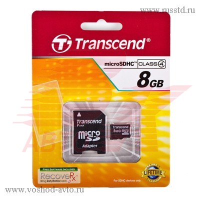   TRANSCEND, SECURE DIGITAL MICRO 8GB, SDHC, CLASS 4(6) TS8GUSDHC4