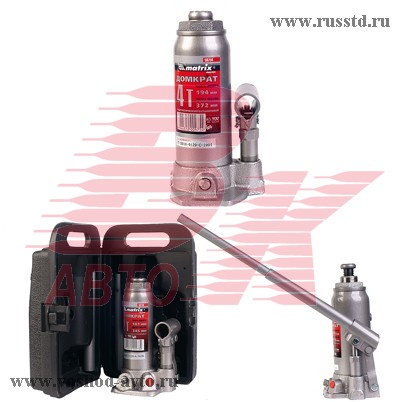 ДОМКРАТ ГИДРАВЛИЧ (4Т) MATRIX БУТЫЛОЧНЫЙ 194-372ММ 50754