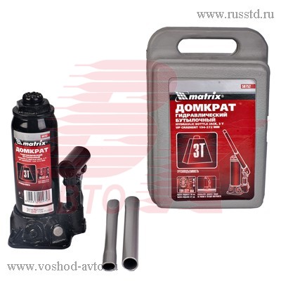ДОМКРАТ ГИДРАВЛИЧ (3Т) MATRIX БУТЫЛОЧНЫЙ 194-372ММ В КЕЙСЕ 50752