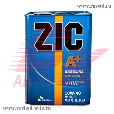 МАСЛО МОТОРНОЕ ПОЛУСИНТ. ZIC A PLUS 10W40 SM/CF (6Л) (3ШТ/В КОРОБКЕ) MB 229.31, VW 502.00/505.00, BMW LL-04 173393 173393