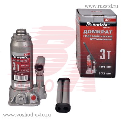 ДОМКРАТ ГИДРАВЛИЧ (3Т) MATRIX БУТЫЛОЧНЫЙ 194-372ММ 50717
